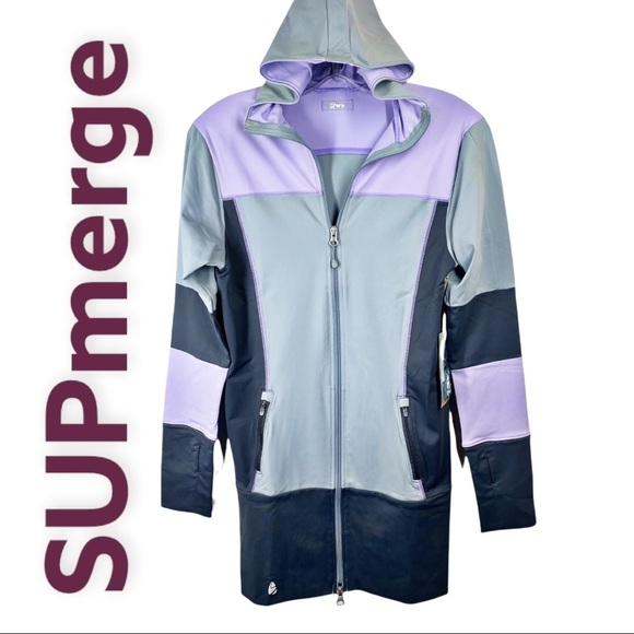 NWT SUPmerge Full Zip Hooded Long Sleeve Rash Guard, Size XS. - Picture 2 of 13